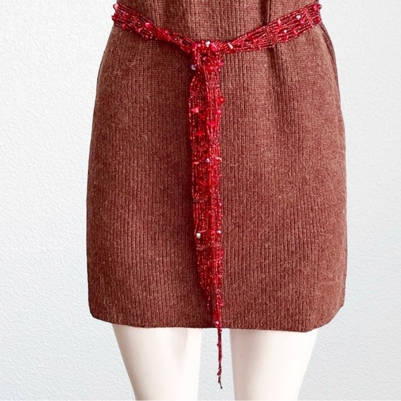 Vintage Accessories - Glass Beaded Belt/Scarf Red 60”